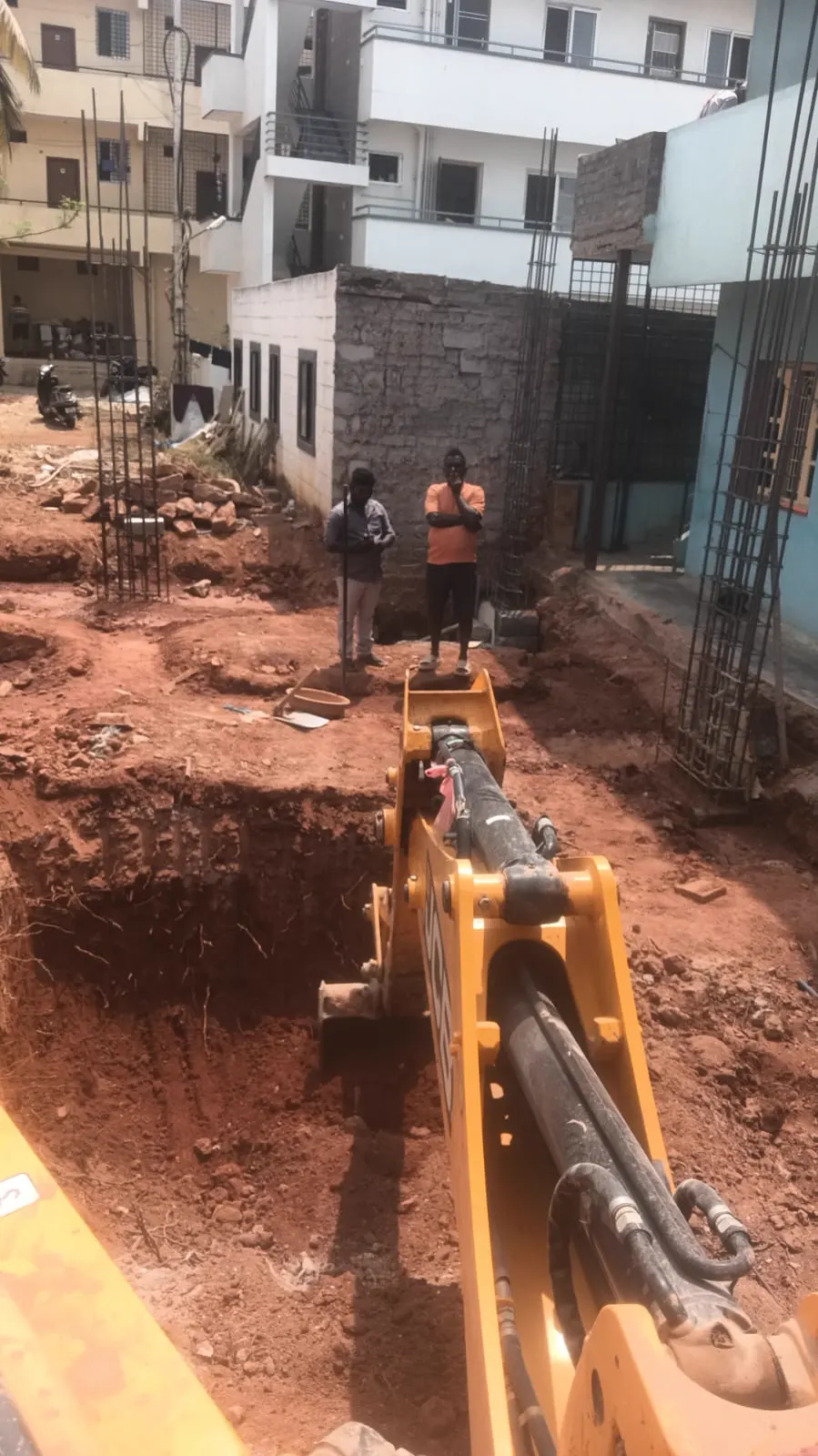 Excavation work on residential foundation site in Bangalore